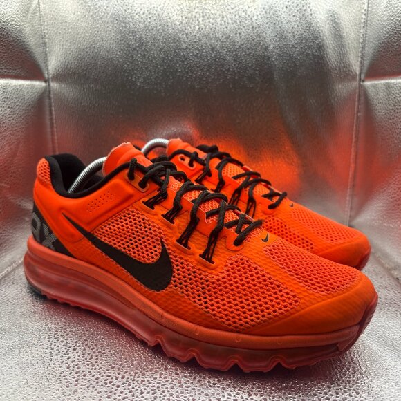Size 10.5 Nike Air Max 2013 Orange Black Mens Lace Up Sneakers Shoes 554886-801 - Picture 1 of 11